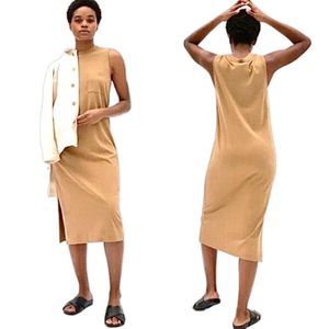 Everlane The Long Weekend Tank Dress sleeveless midi dress warm tan size large